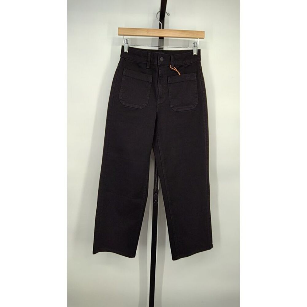 Quince Women Bella Stretch Patch Pocket Wide Leg Jeans Black 26 - Picture 1 of 3